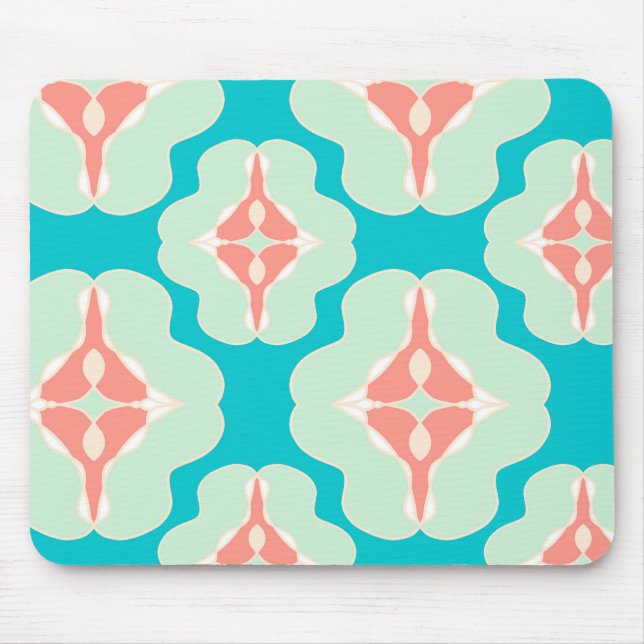 Geometric modern teal orange  mouse pad (Front)