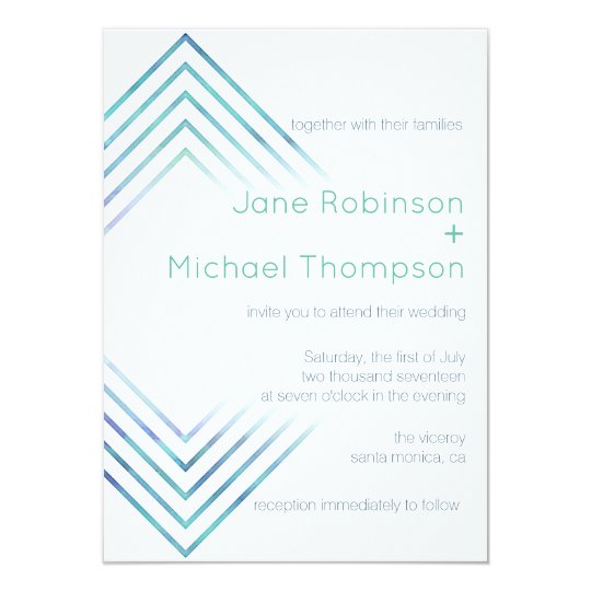 Geometric Modern Watercolor Wedding Invitation