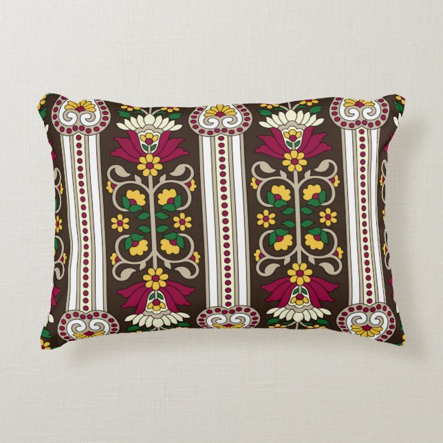 Geometric Moghul Paisley pattern on white backgrou Accent Pillow (Front)