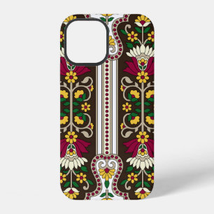 Geometric Moghul Paisley pattern on white backgrou iPhone 12 Case