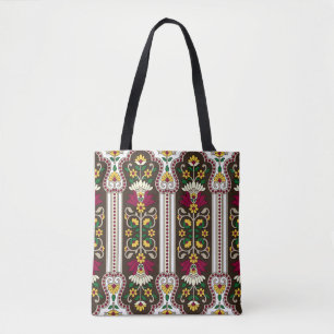 Geometric Moghul Paisley pattern on white backgrou Tote Bag
