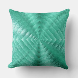 Geometric Monochromatic Glass Mint Green Tiffany Throw Pillow