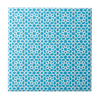 Geometric Moroccan tile mosaic in blue