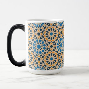 Geometric Moroccan Tile & Orange Pattern Magic Mug
