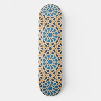 Geometric Moroccan Tile & Orange Pattern Skateboard