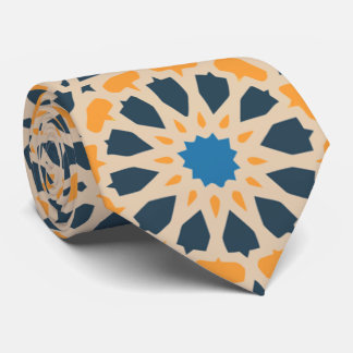 Geometric Moroccan Tile & Orange Pattern Tie