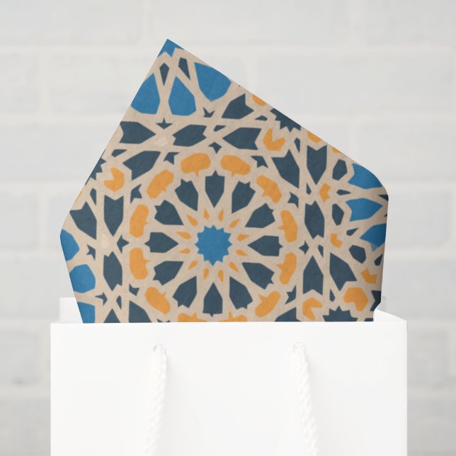 Geometric Moroccan Tile & Orange Pattern Tissue Paper (Gift Bag)