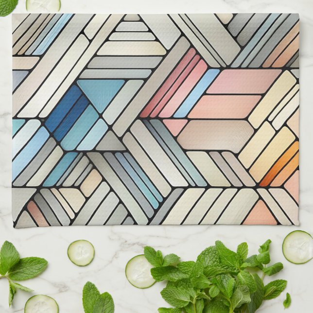 Geometric Mosaic Kitchen Towel (Folded)