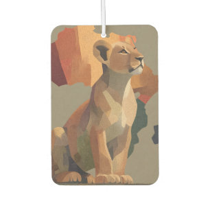 Geometric Mosaic Lioness with Stylized Africa Map  Air Freshener