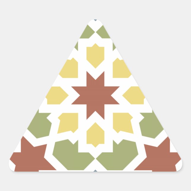 Geometric mosaic of Moroccan arabesques. Triangle Sticker (Front)
