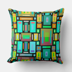 Geometric Mosaic Pillow Blue Green Yellow
