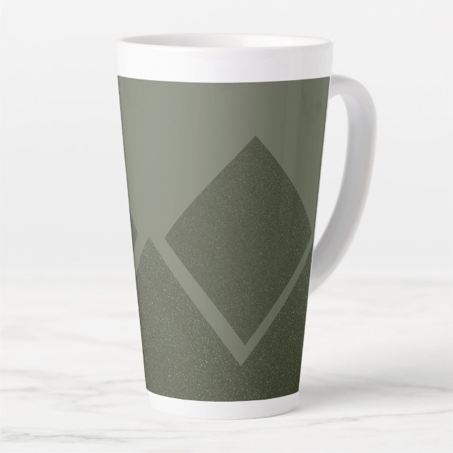 Geometric Moss Green Latte Mug (Right Angle)