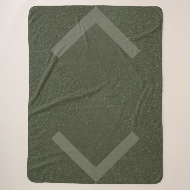 Geometric Moss Green Sherpa Blanket – Customizable (Front)