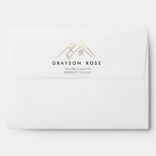 Geometric Mountain   Gold   Custom Address Label Envelopes