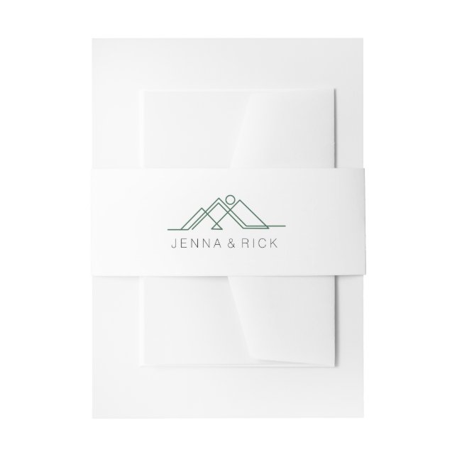 Geometric Mountain | Green Blue | Custom Names Invitation Belly Band (Front Example)