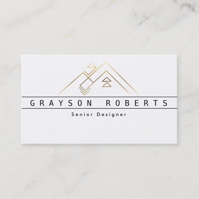 Geometric Mountain Logo | Gold | Custom Business Card (Front)