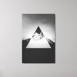 Geometric mountain mirrored in triangle canvas print