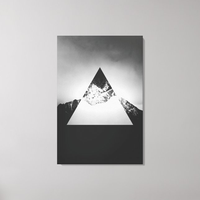 Geometric mountain mirrored in triangle canvas print (Front)