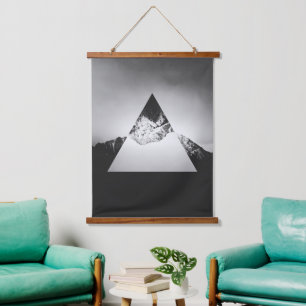 Geometric mountain mirrored in triangle hanging tapestry