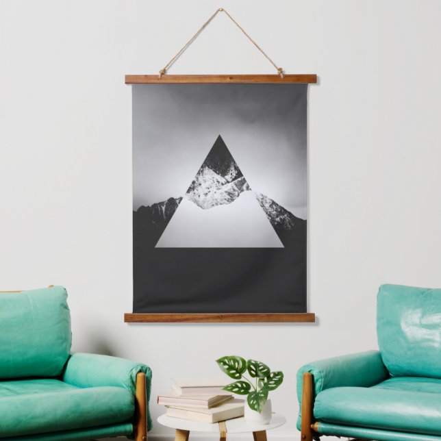Geometric mountain mirrored in triangle hanging tapestry (Living Room)