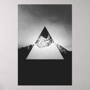 Geometric mountain mirrored in triangle poster