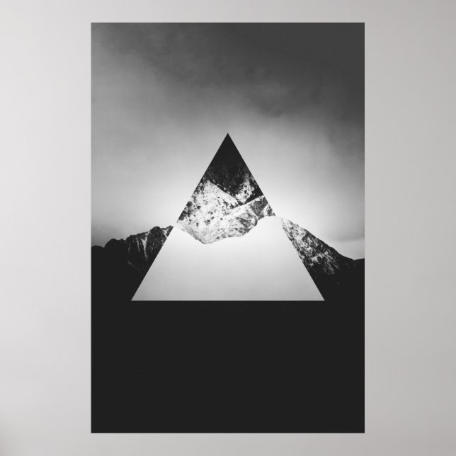 Geometric mountain mirrored in triangle poster (Front)