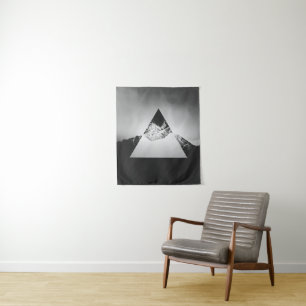 Geometric mountain mirrored in triangle tapestry