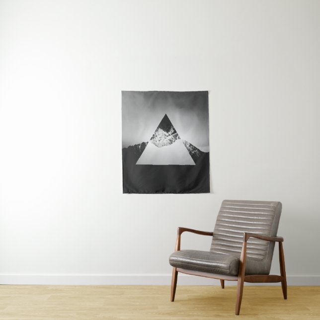 Geometric mountain mirrored in triangle tapestry (In Situ)