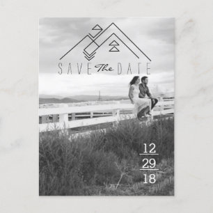 Geometric Mountain   Modern Save The Date Announcement Postcard