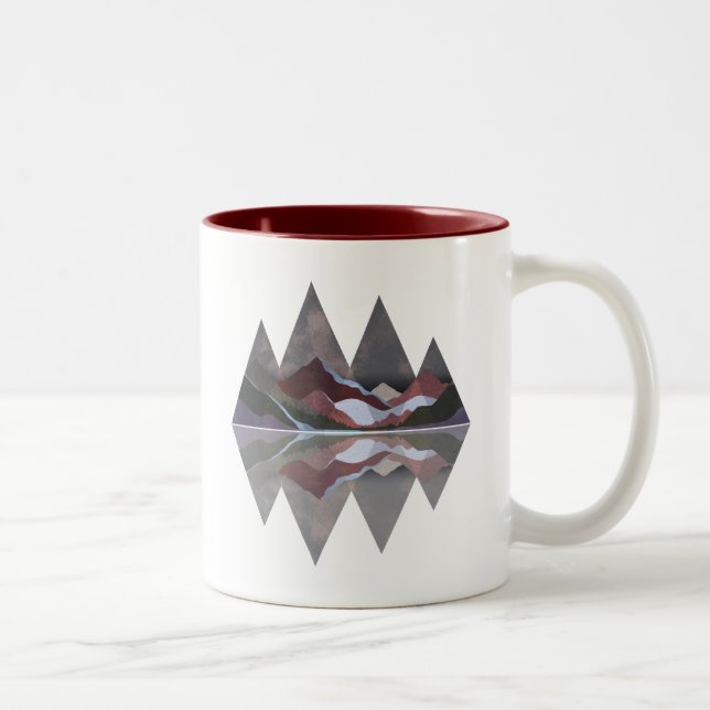 Geometric Mountain Scene Two-Tone Coffee Mug (Right)