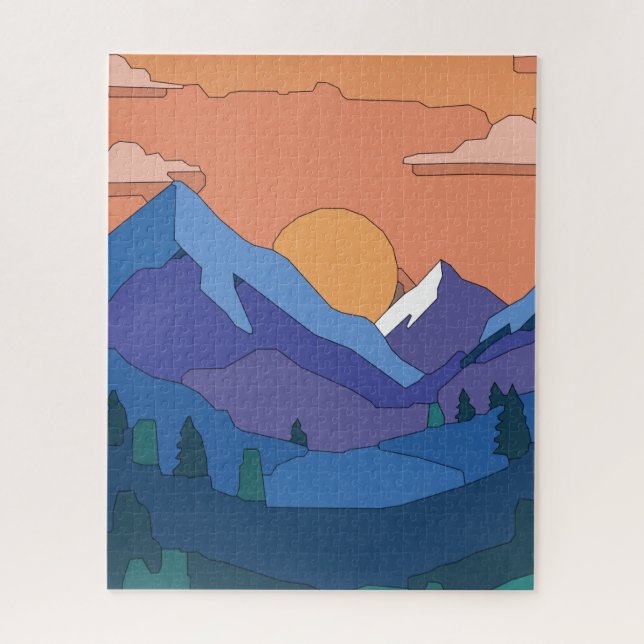 Geometric Mountain Sunset  Jigsaw Puzzle (Vertical)