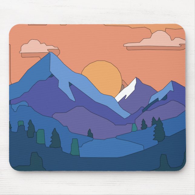 Geometric Mountain Sunset  Mouse Pad (Front)