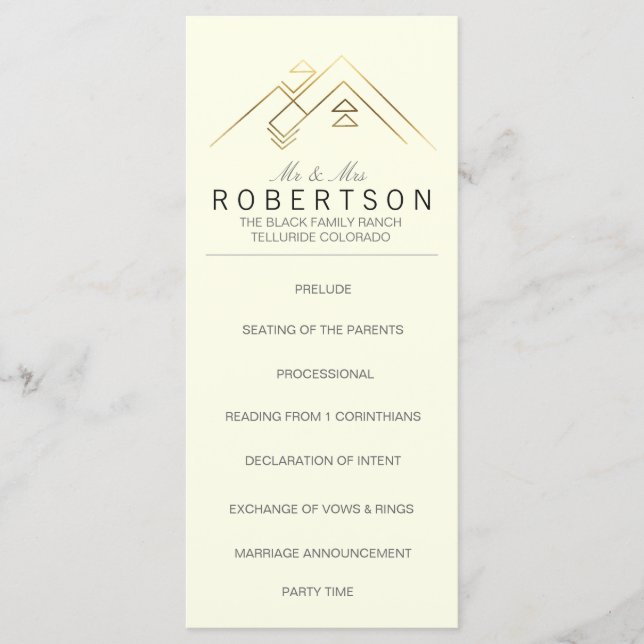 Geometric Mountains | Wedding Rackcard Program (Front)