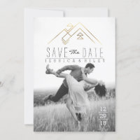 Geometric Mountian | Gold Save The Date Photo