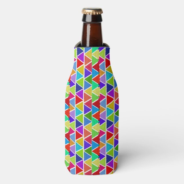 Geometric Multicolor Bottle / Can Cooler (Bottle Front)