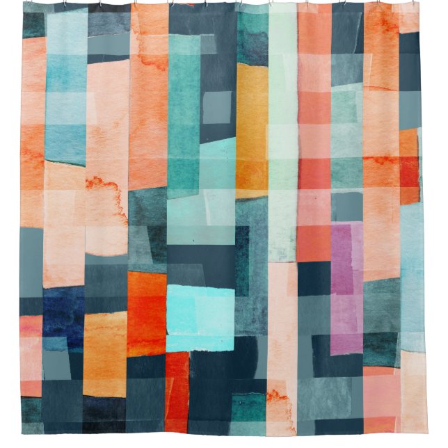Geometric multicolor stripes, trendy pattern. (Front)