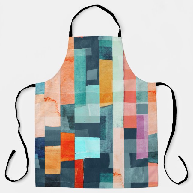 Geometric multicolor stripes, trendy pattern. apron (Front)