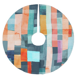 Geometric multicolor stripes, trendy pattern. brushed polyester tree skirt