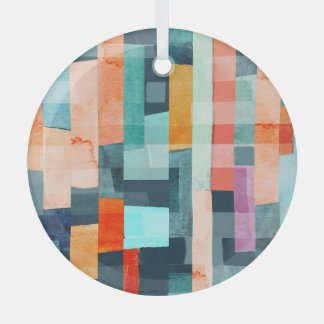 Geometric multicolor stripes, trendy pattern. glass ornament