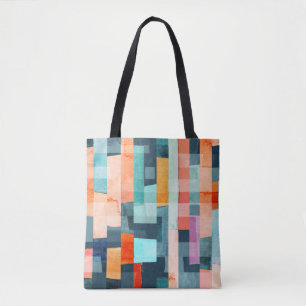 Geometric multicolor stripes, trendy pattern. tote bag