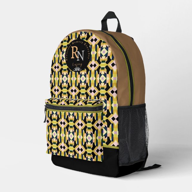 Geometric  Multicolors Printed Backpack (Back Corner Right)