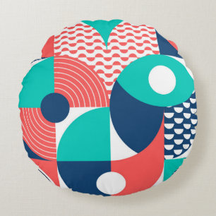 Geometric mural background. Modern style vintage i Round Pillow