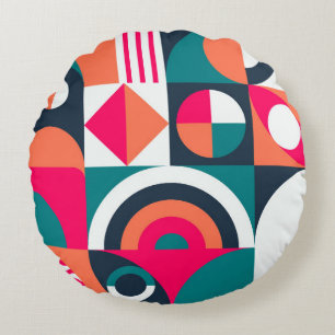 Geometric mural background. Modern style vintage i Round Pillow
