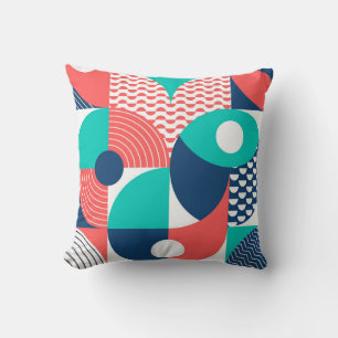 Geometric mural background. Modern style vintage i Throw Pillow