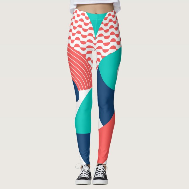 Geometric Mural Background Modern Vintage Leggings (Front)