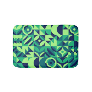 Geometric mural: modern vintage design. bath mat