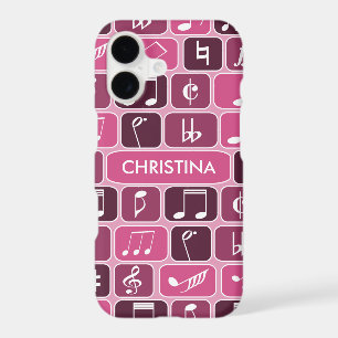 Geometric Music Notes Pink