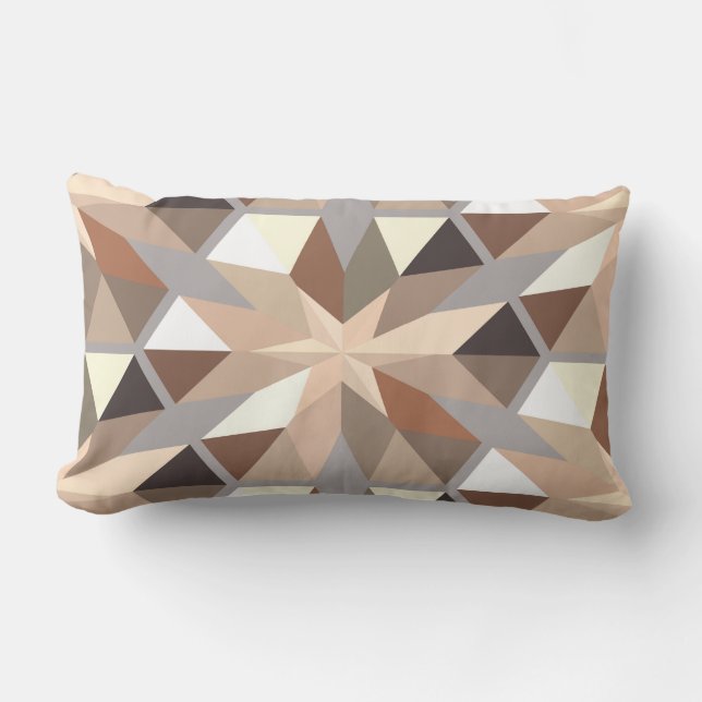 Geometric Natural Colours Pattern Lumbar Pillow (Front)