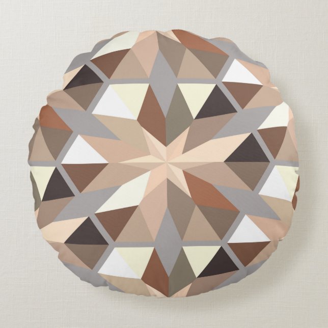 Geometric Natural Colours Pattern Round Pillow (Front)