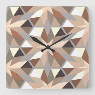 Geometric Natural Colours Pattern Square Wall Clock